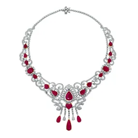 Regalia Ruby & Diamond Necklace (55.81 ct Diamonds & Rubies) in White Gold