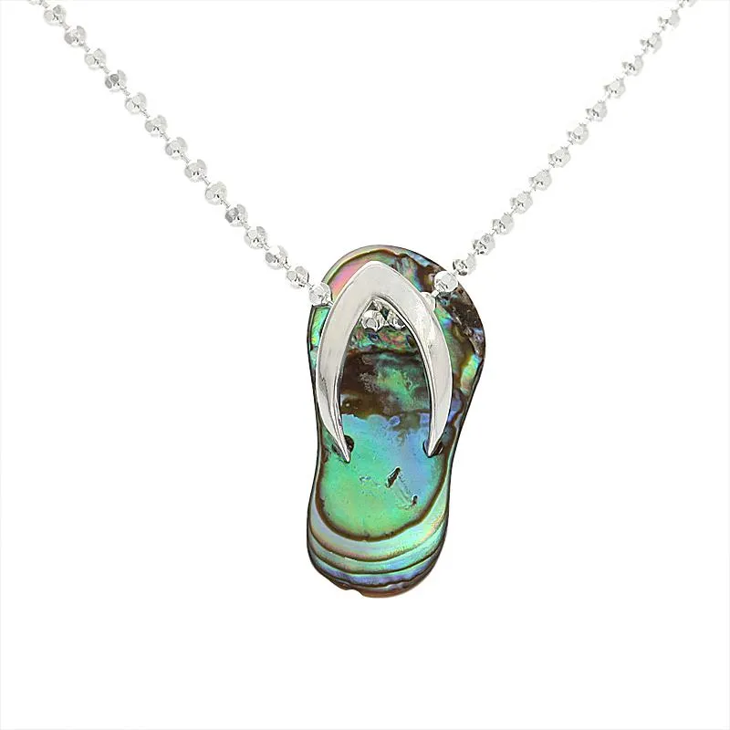 Sterling Silver Abalone Shell Slipper Pendant (Chain Sold Separately)