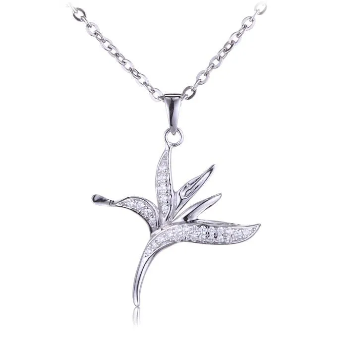 Sterling Silver Bird of Paradise Pave CZ Pendant (Chain Sold Separately)