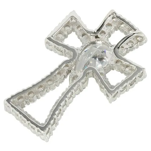 Sterling Silver CZ Inlay Cross Pendant (Chain Sold Separately)