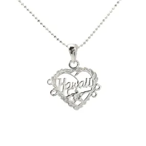 Sterling Silver HAWAII Heart Pendant (Chain Sold Separately)