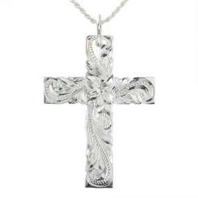 Sterling Silver Hawaiian Scroll Cross Pendant (Large) (Chain Sold Separately)