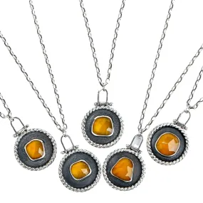 Sunny Yellow Chalcedony Medallion Necklaces