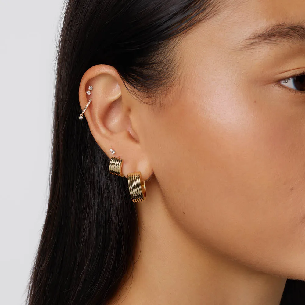 Textured Hoop Earrings in Gold