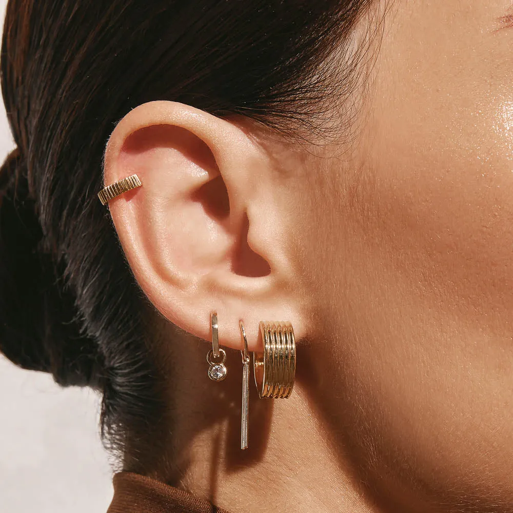 Textured Hoop Earrings in Gold