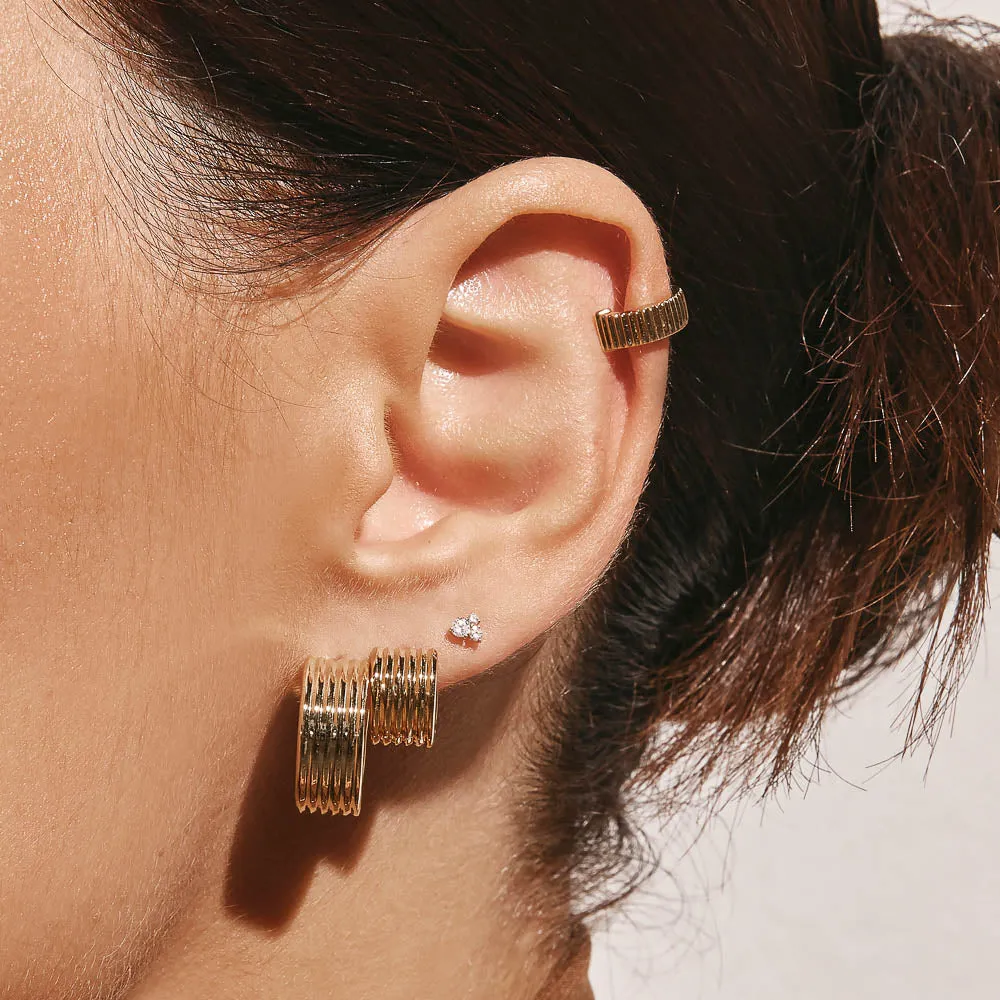 Textured Hoop Earrings in Gold