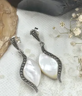 The Silver Marcasite Earrings (Mother of Pearl)