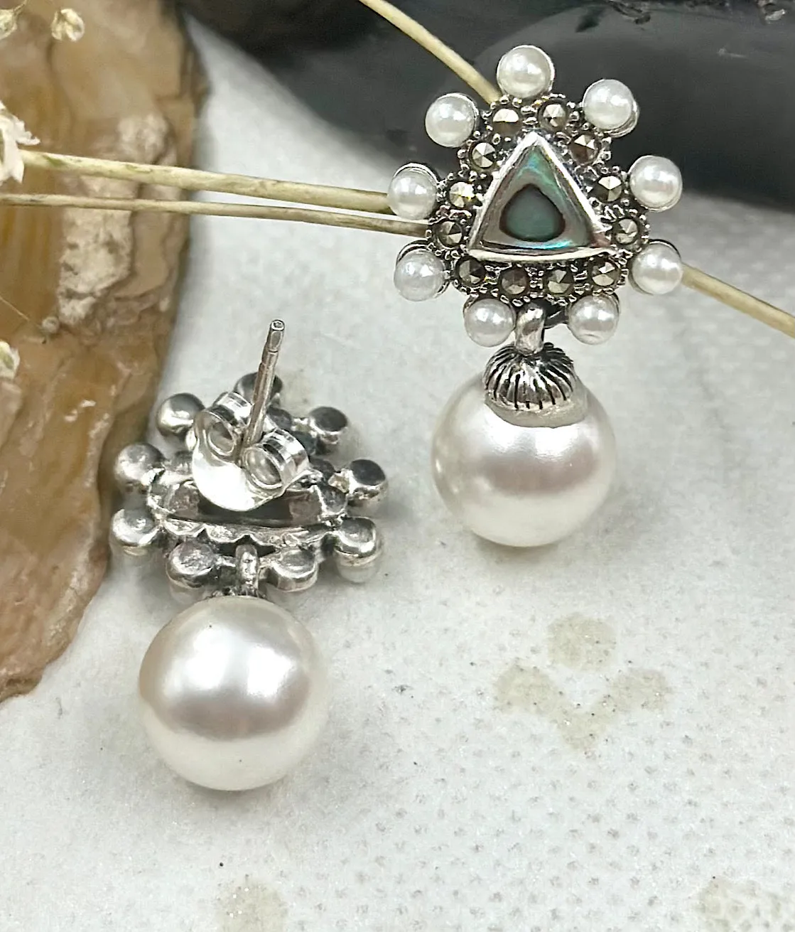 The Silver Pearl & Marcasite Earrings