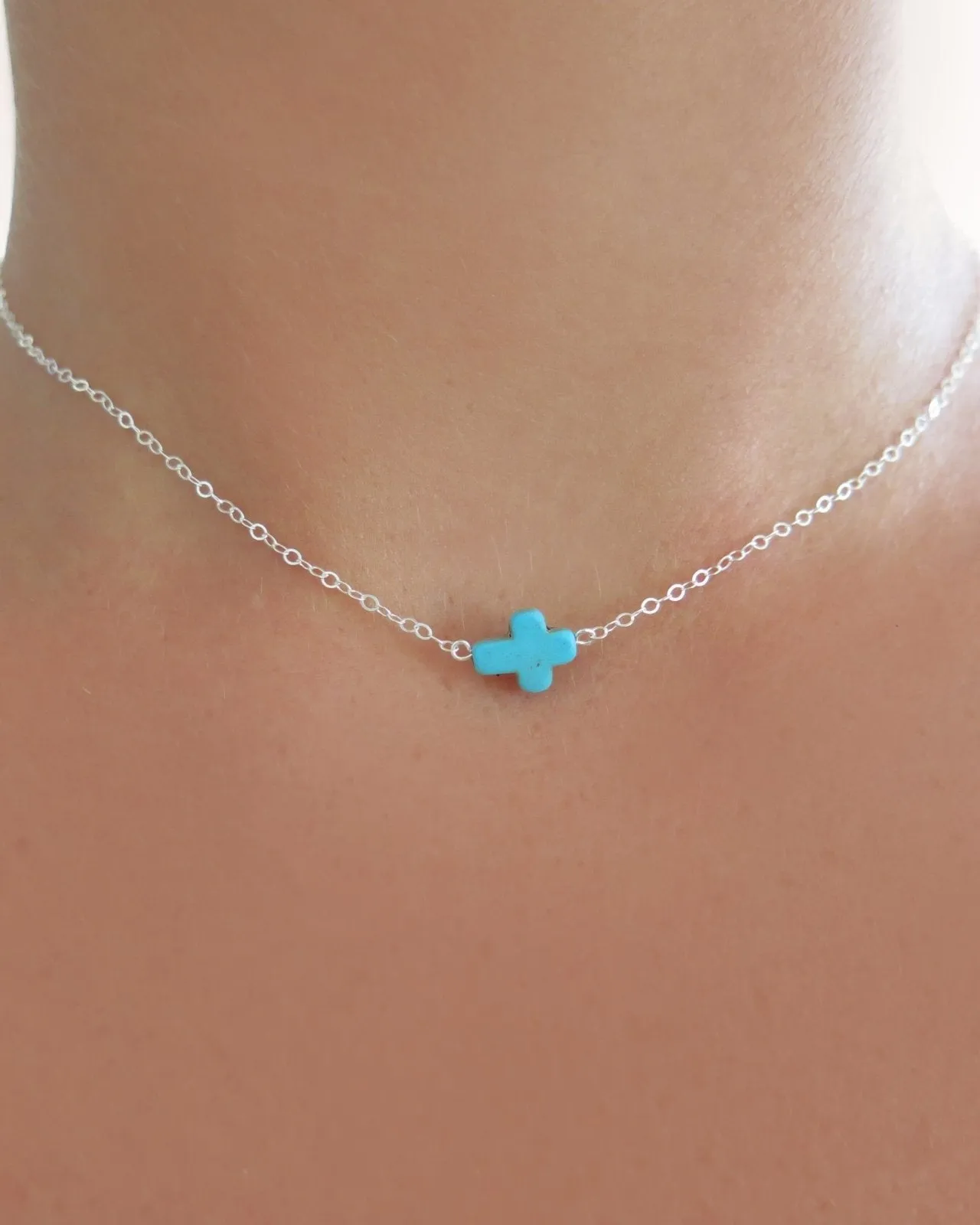 Turquoise Cross Choker