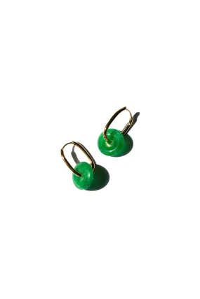 Willow — Green jade stone hoop earrings